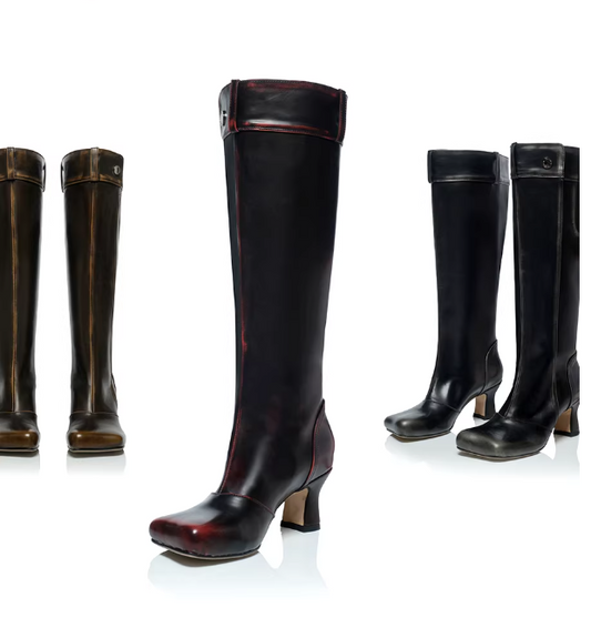 Vintage Patina Square-Round Toe Pocket Rider Boots