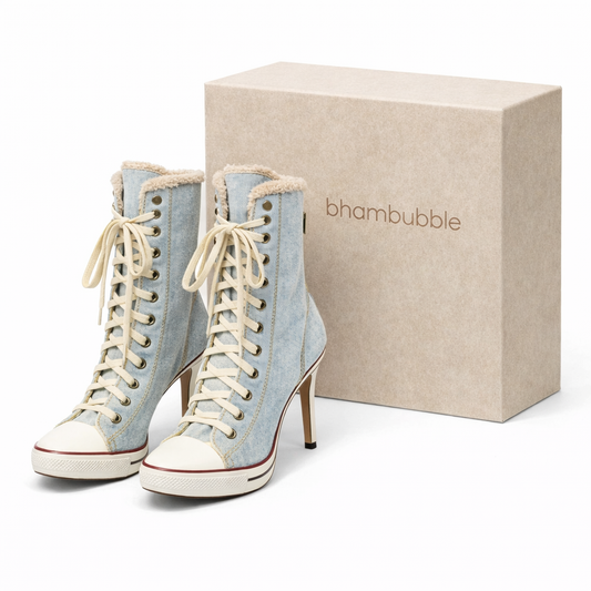 Rebel Stud Canvas Gal Lace-Up High Boots