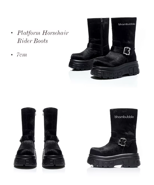 Knight Glow Pony Hair Platform Rider Snow Boots