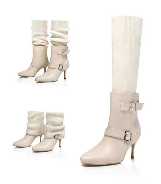 VersaFold Pointed-Toe Leather Sock Boots